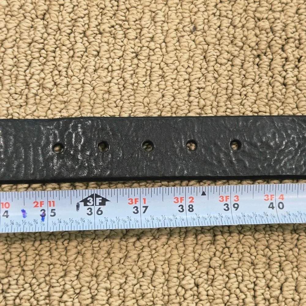 Fossil Belt‎ Mens Size 36 Black Leather Pebbled Silver Buckle 1.5